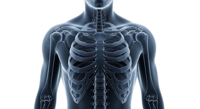 Human torso skeleton with ribs and arms