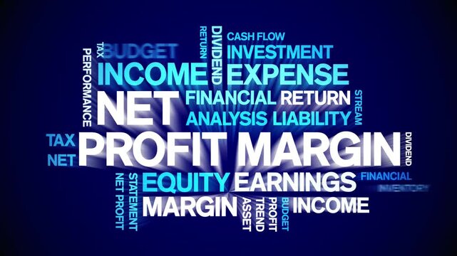 Net Profit Margin animated word cloud-text design animation tag kinetic typography seamless loop.