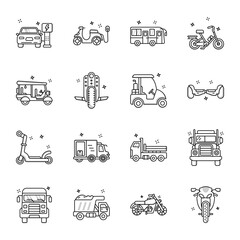 Collection of Linear Style Transport Icons    © creativestall