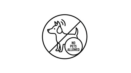 Obraz premium Black and white no pets allowed sign featuring dog silhouette inside forbidden circle to indicate restricted entry for animals.
