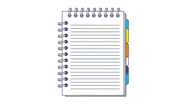 Spiral notebook with lined pages and colorful side tabs used for organizing tasks, taking notes, and school education planning.