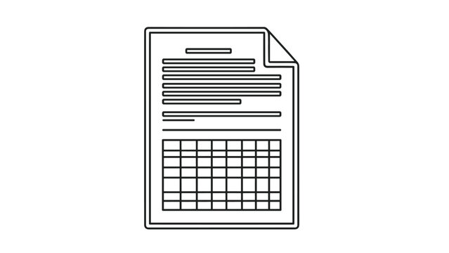 Outline illustration of formal business document or report featuring text paragraphs and structured data table on white background.