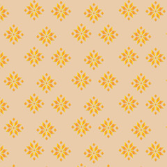 Fototapeta premium Assam Inspired Textile Pattern with Floral Motifs, Seamless Ethnic Wallpaper Background , Elegant Assamese Textile Pattern with Indian Floral Design, Seamless Allover Wallpaper