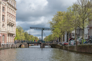 Obraz premium canal view in amsterdam, neatherlands