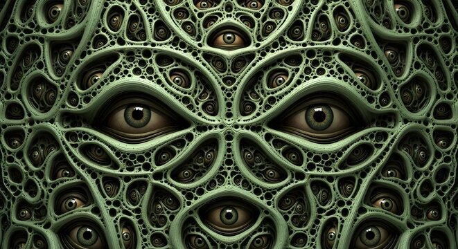 Abstract Scary Eyes Pattern on Fractal Skin Texture