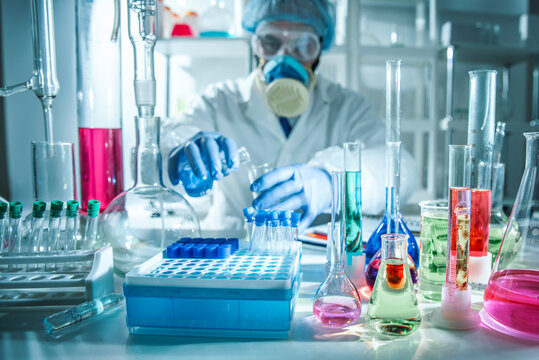 Concept of laboratory safety, hazardous substances, contamination control, scientific protocols and professional research environment.