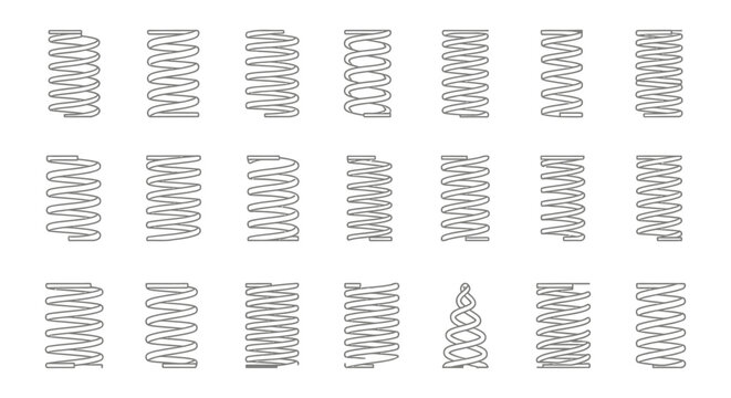 collection of different types of metal springs illustrating various coil designs and shapes