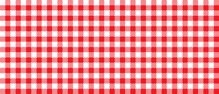 Vintage red vichy pattern. Seamless checkered picnic tablecloth texture, Italian pizzeria fabric, retro basket napkin textile, classic vector background for wrapping paper and print design