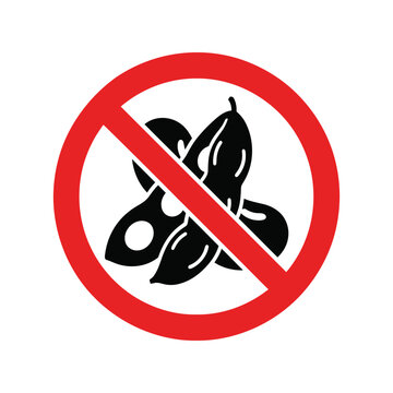 No peanuts allowed sign with a black peanut icon inside a red forbidden circle Vector