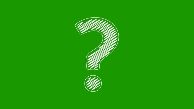 Hand draw question mark loop, Animation of Question marks moving on green background. Full HD. 4K