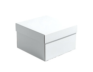 Naklejka premium A closed, white, square box with a lid