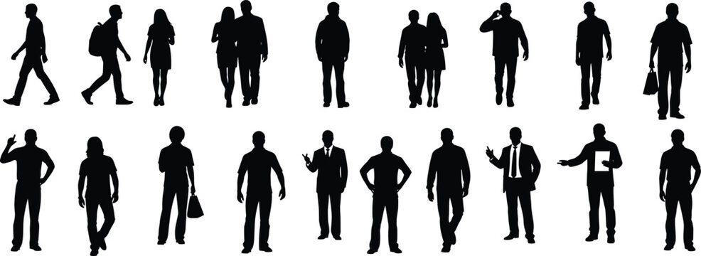 Here is the professional metadata for your third collection, focusing on diverse walking, standing, and interacting silhouettes.