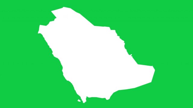 Saudi Arabia map pop animation with green background