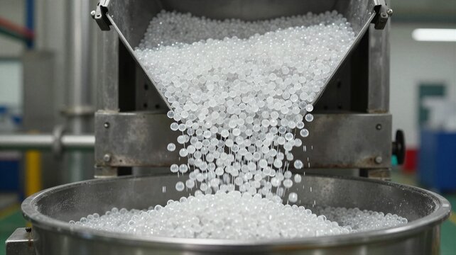 Raw Plastic Pellets in Hopper