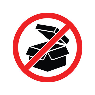No open box sign with a red prohibition circle symbol Vector