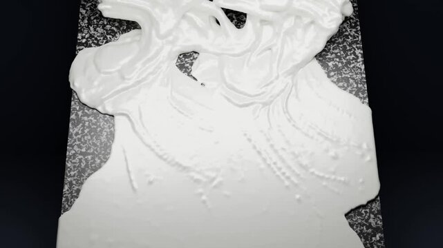 Dripping white paint, high-viscosity fluid simulation, backgrounds for short films and video production, and suitable for use as a VJ