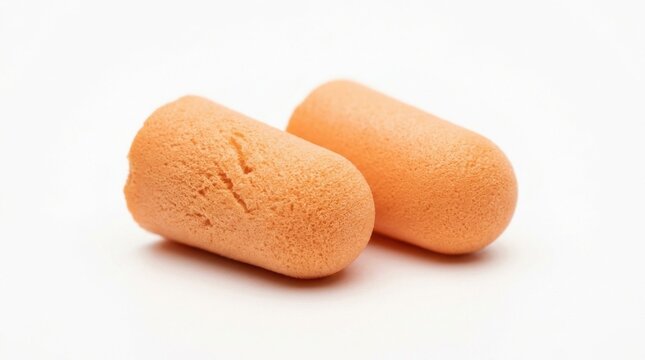 Orange Foam Earplugs Pair on White Background