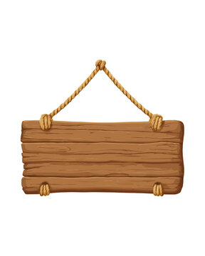 Classic wooden hanging sign with sturdy rope, perfect for an authentic message display, guiding pathways, or marking a significant spot, embodying a clear, foundational direction