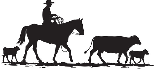 Black silhouettes of wild horses and farm animals like stallions and reindeer are isolated on a white background in this vector illustration art © Mk