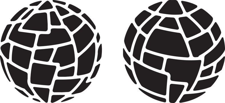 Abstract geometric wireframe spheres with polygonal design isolated on transparent background