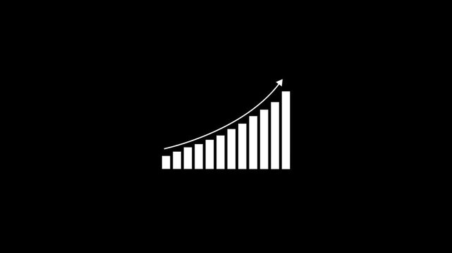 Abstract financial graph with uptrend line and bar chart of stock market. Growth, arrow up. Finance, Bar graph going up, Profit concept, positive increase chart. 