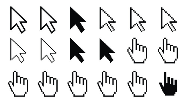 Mouse Cursor Icon Set, Pointer Hand and Arrow Vector Collection