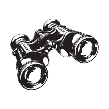 Black and white illustration of binoculars