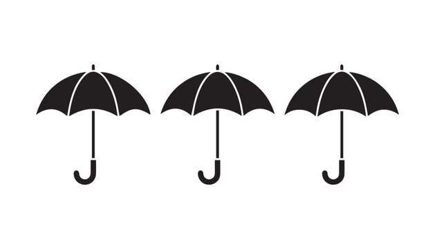 black and white silhouette set of umbrella very high quality vector illustration.