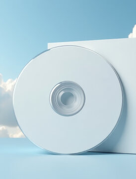 A CD sitting on a white box