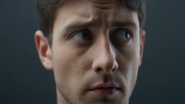 Confused Man Looks Away with Worried Expression