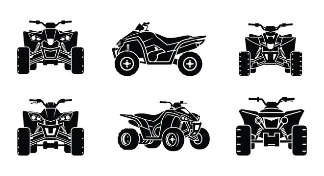 Atv Silhouette Set Black Vector Illustration Of All Terrain Vehicles