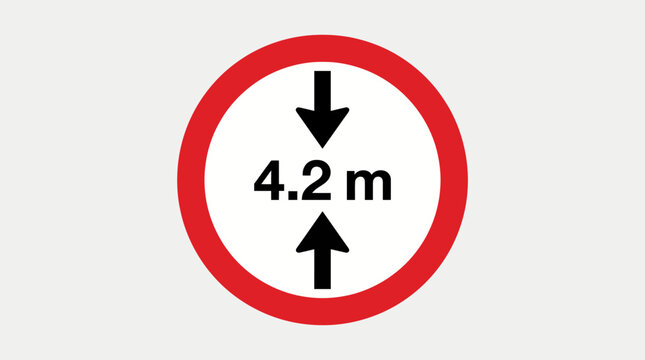 Road sign indicating a maximum height limit of 4.2 meters for vehicles, providing critical information for safe travel on highways and urban routes