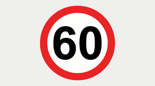 Speed Limit 60 Sign, Traffic Regulatory Signage, Road Safety Symbol