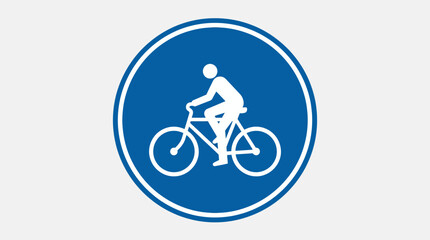 Fototapeta premium Cyclist icon representing a designated bicycle path or cycle lane on a clear blue background, symbolizing safe cycling routes for riders