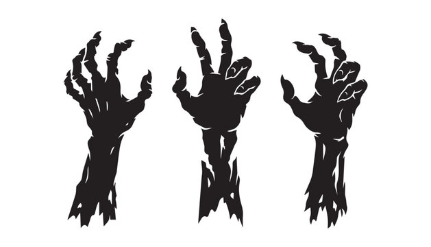 black and white silhouette set of creepy zombie hands very high quality vector illustration.