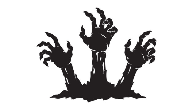 black and white silhouette set of creepy zombie hands very high quality vector illustration.