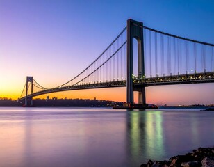 Obraz premium Sunrise over a city bridge