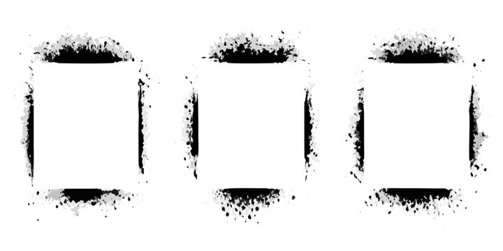 three black ink splatter borders on white background
