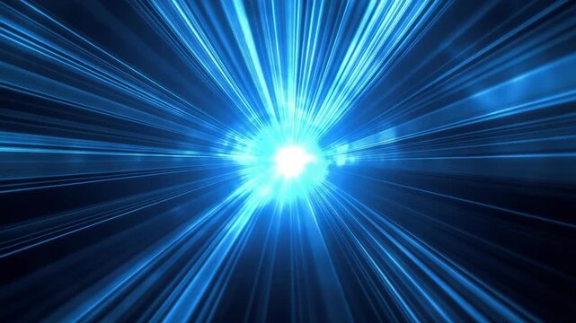 A powerful blue explosion radiating energy in a cosmic scene.