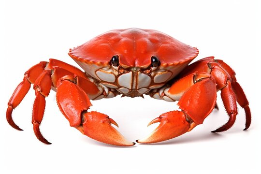 Fresh Red Crab Isolated on White Background &ndash; Seafood Crustacean Close-Up