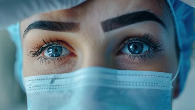 A focused professional in a sterile environment ready for surgery.
