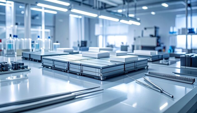 Solid-State Battery Assembly Workbench with Ceramic Electrolyte Sheets and Electrode Foils