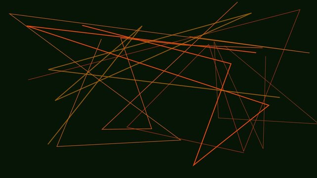 Abstract geometric wireframe animation with glowing red lines on black grid blue