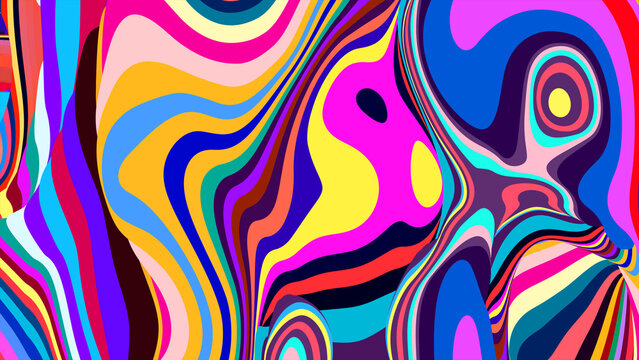 Vibrant abstract psychedelic pattern with colorful swirling shapes
