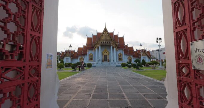 Wat Benchamabophit the Marble Temple sunset light in Bangkok city sightseeing travel Bangkok Thailand