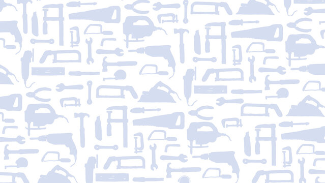 Silhouette carpentry hand tools pattern background