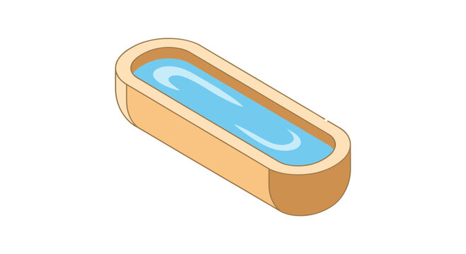 Isometric Vector Illustration of a Livestock Water Trough for Farm Animals
