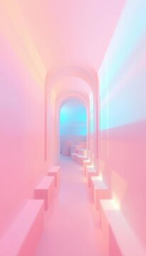Dreamy pastel gradients frame a mind-bending labyrinth of soft-focus clues ,  eye level framing,  pastel shades