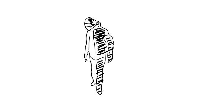 Man looking back, black vector silhouette