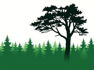 Fototapeta premium Stylized evergreen tree silhouette, minimal design, vector art, tree, vector